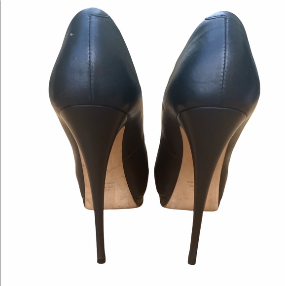 EUC Giuseppe Zanotti Vero Cuoio Black Leather Shoes Stiletto Heels - Picture 4 of 16